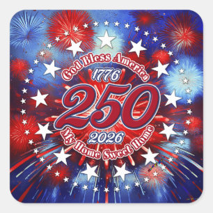 God Bless America My Home Sweet Home Graphic Fire Square Sticker
