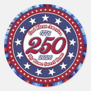 God Bless America My Home Sweet Home Graphic RWB Classic Round Sticker