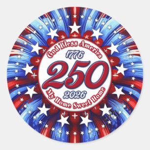 God Bless America My Home Sweet Home Graphic Wh Classic Round Sticker