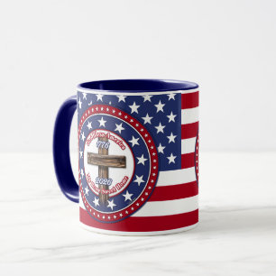 God Bless America My Home Sweet Home Rugged Cross  Mug