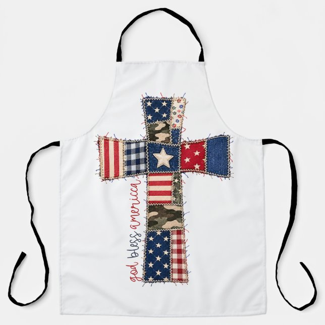God Bless America Patchwork Cross Apron (Front)