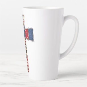 God Bless America Patchwork Cross Latte Mug