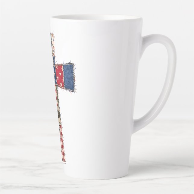 God Bless America Patchwork Cross Latte Mug (Right)