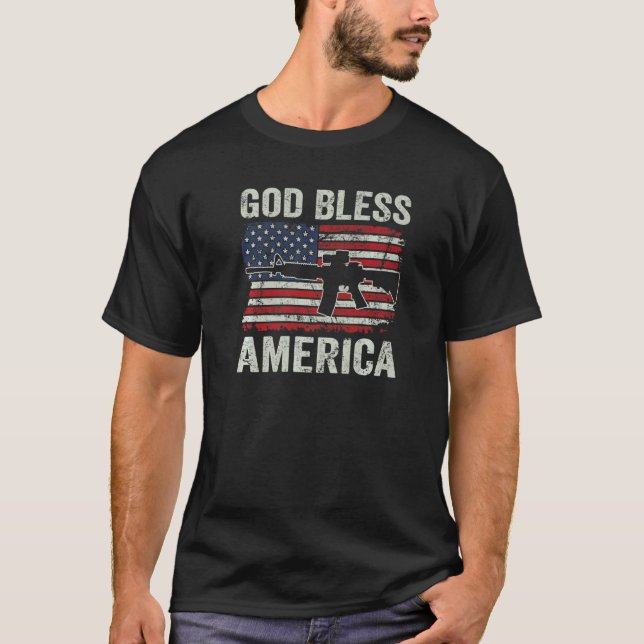 God Bless America  Patriotic 4th July Pro Gun Usa  T-Shirt (Front)
