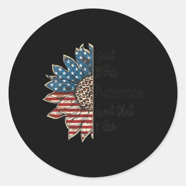 God Bless America Patriotic 4Th Of July Usa Flag Classic Round Sticker (Front)