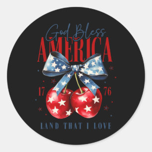 God Bless America Patriotic Cherries 4th July Usa Classic Round Sticker