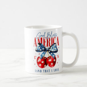 God Bless America Patriotic Cherries 4th July Usa  Coffee Mug