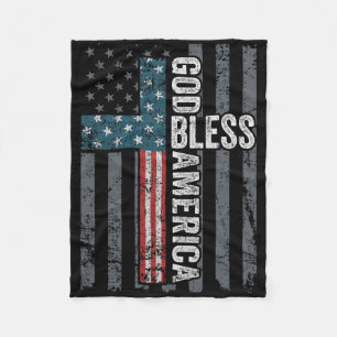 God Bless America - Patriotic Christian Cross Usa Fleece Blanket