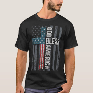God Bless America - Patriotic Christian Cross Usa T-Shirt