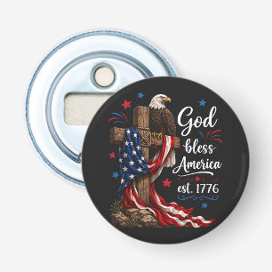 God Bless America Patriotic Cross Bottle Opener