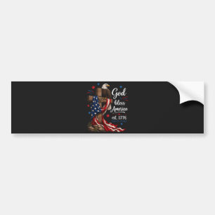God Bless America Patriotic Cross Bumper Sticker