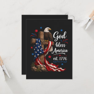 God Bless America Patriotic Cross Invitation