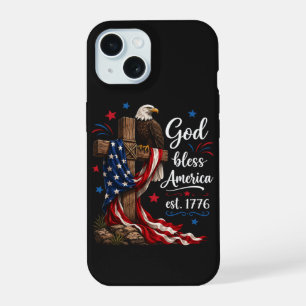 God Bless America Patriotic Cross iPhone 15 Case