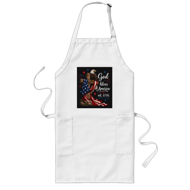 God Bless America Patriotic Cross Long Apron (Front)