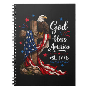 God Bless America Patriotic Cross Notebook