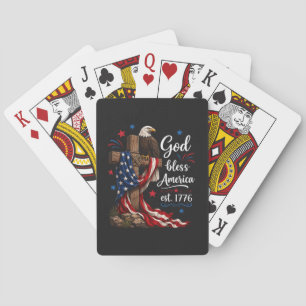 God Bless America Patriotic Cross Playing Cards