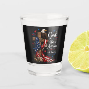 God Bless America Patriotic Cross Shot Glass
