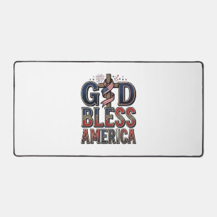 God Bless America Patriotic Cross Vintage Shirt_1 Desk Mat