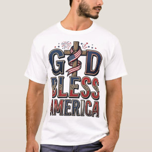 God Bless America Patriotic Cross Vintage Shirt_1 T-Shirt