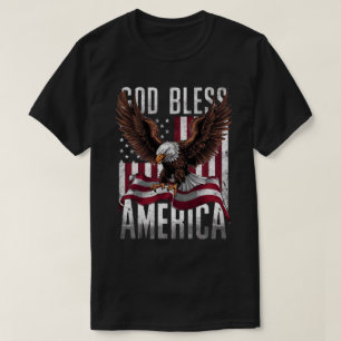 God Bless America Patriotic Flag Bald Eagle  T-Shirt