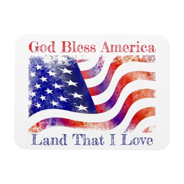 God Bless America Patriotic Flexible Photo Magnet (Horizontal)