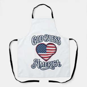God Bless America Patriotic Heart Shirt Design_1 Apron