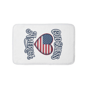 God Bless America Patriotic Heart Shirt Design_1 Bath Mat