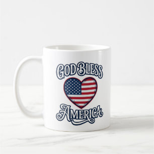 God Bless America Patriotic Heart Shirt Design_1 Coffee Mug