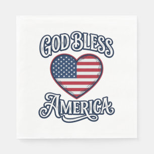 God Bless America Patriotic Heart Shirt Design_1 Napkin