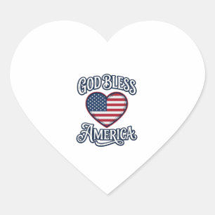 God Bless America Patriotic Heart Shirt Design_1 Sticker