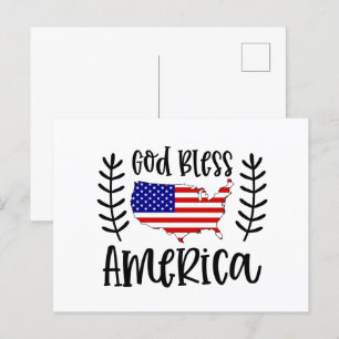 God Bless America patriotic Holiday Postcard