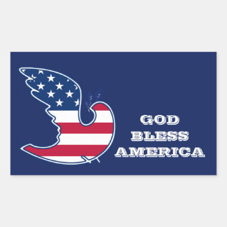 God Bless America. Patriotic Peace Dove  Rectangular Sticker