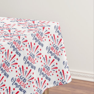 God Bless America Patriotic Star Burst Tablecloth