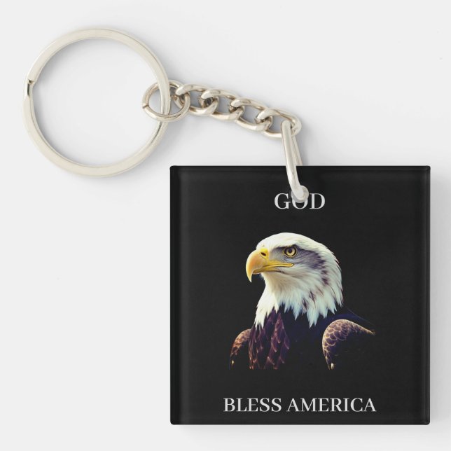 God Bless America – Patriotic Strength with  Proud Key Ring (Front)