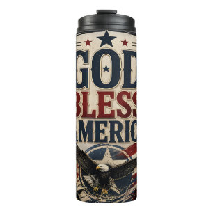 God Bless America Patriotic Thermal Tumbler