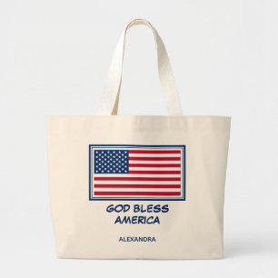 GOD BLESS AMERICA   Patriotic   USA   American Large Tote Bag