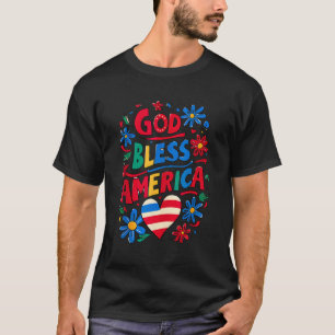God Bless America Patriotic Usa Flag Christian 4th T-Shirt