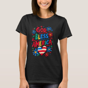 God Bless America Patriotic Usa Flag Christian 4th T-Shirt