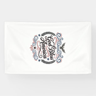 God Bless America Patriotic Vintage Eagle T-Shirt Banner