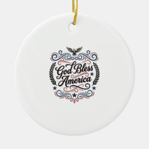 God Bless America Patriotic Vintage Eagle T-Shirt Ceramic Ornament