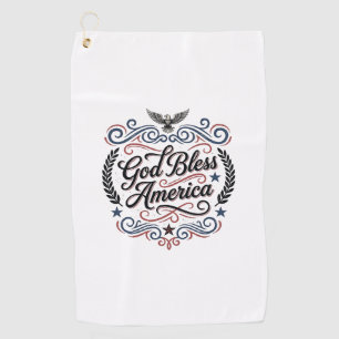 God Bless America Patriotic Vintage Eagle T-Shirt Golf Towel