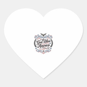 God Bless America Patriotic Vintage Eagle T-Shirt Heart Sticker
