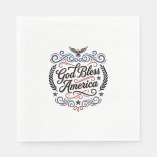 God Bless America Patriotic Vintage Eagle T-Shirt Napkin
