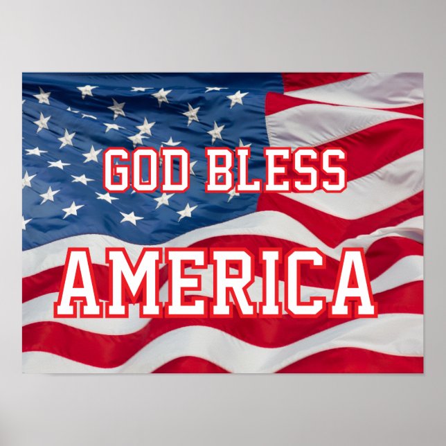 God Bless America Pster  w/flag  Poster (Front)