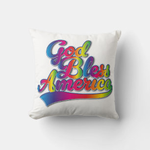 God Bless America Rainbow logo Cushion