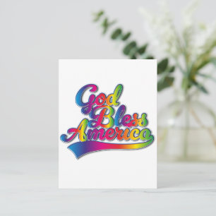 God Bless America Rainbow logo Holiday Postcard