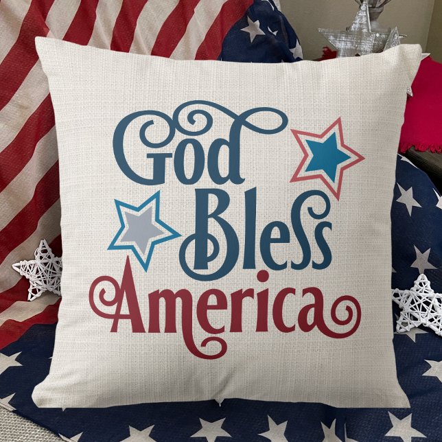 God Bless America Red White and Blue Patriotic Cushion (Creator Uploaded)