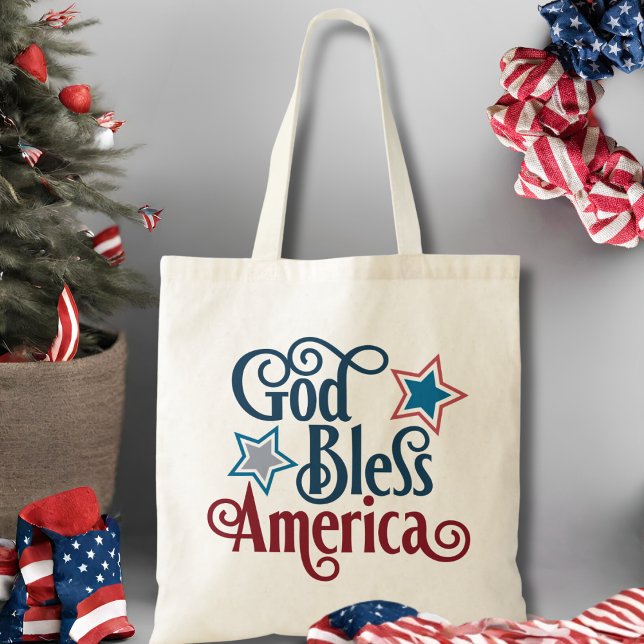 God Bless America Red White and Blue Patriotic Tote Bag (God Bless America Red White and Blue Patriotic Tote Bag)