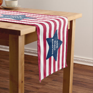 God Bless America Red White And Blue  Short Table Runner