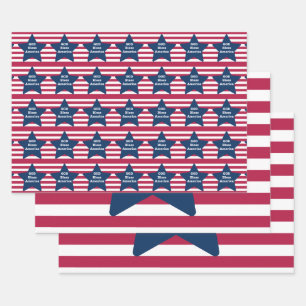 God Bless America Red White And Blue  Wrapping Paper Sheet